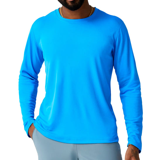 Dash Long Sleeve Mens Running Top - Blue