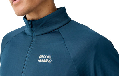 Momentum Thermal Reflective Half Zip Long Sleeve Mens Running Top - Blue