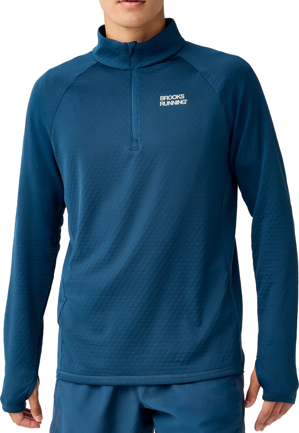 Momentum Thermal Reflective Half Zip Long Sleeve Mens Running Top - Blue