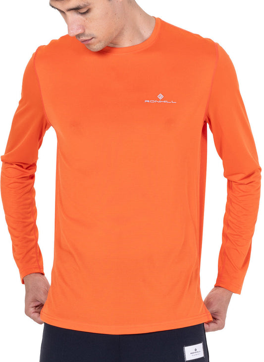 Core Long Sleeve Mens Running Top - Orange