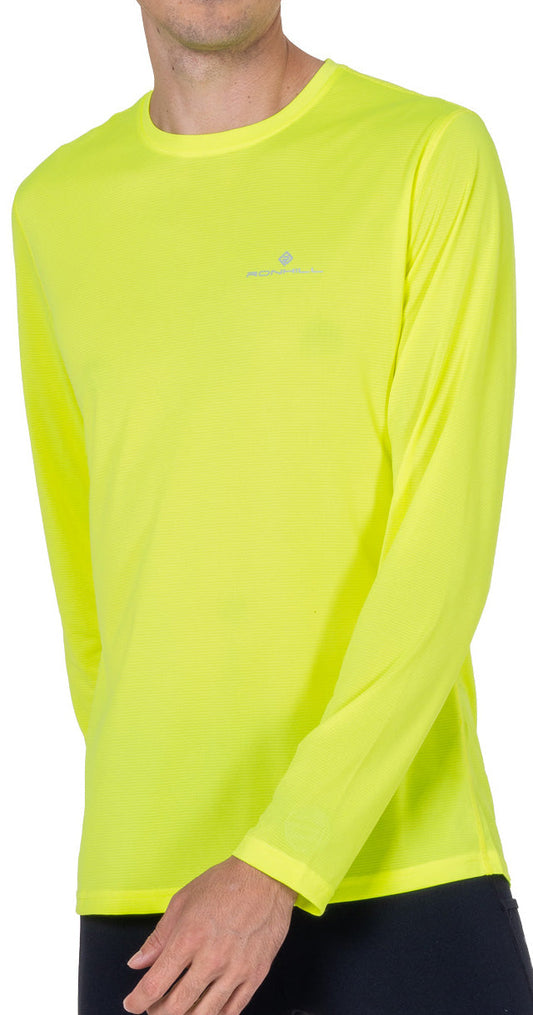 Core Long Sleeve Mens Running Top - Yellow