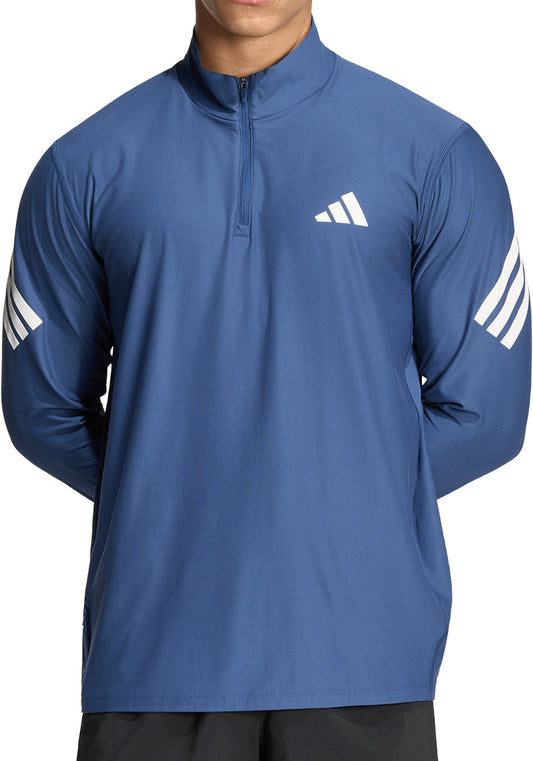 Adi365 Iconic Half Zip Long Sleeve Mens Running Top - Blue